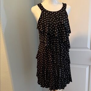 White House Black Market Black and White Ruffle Mini Dress